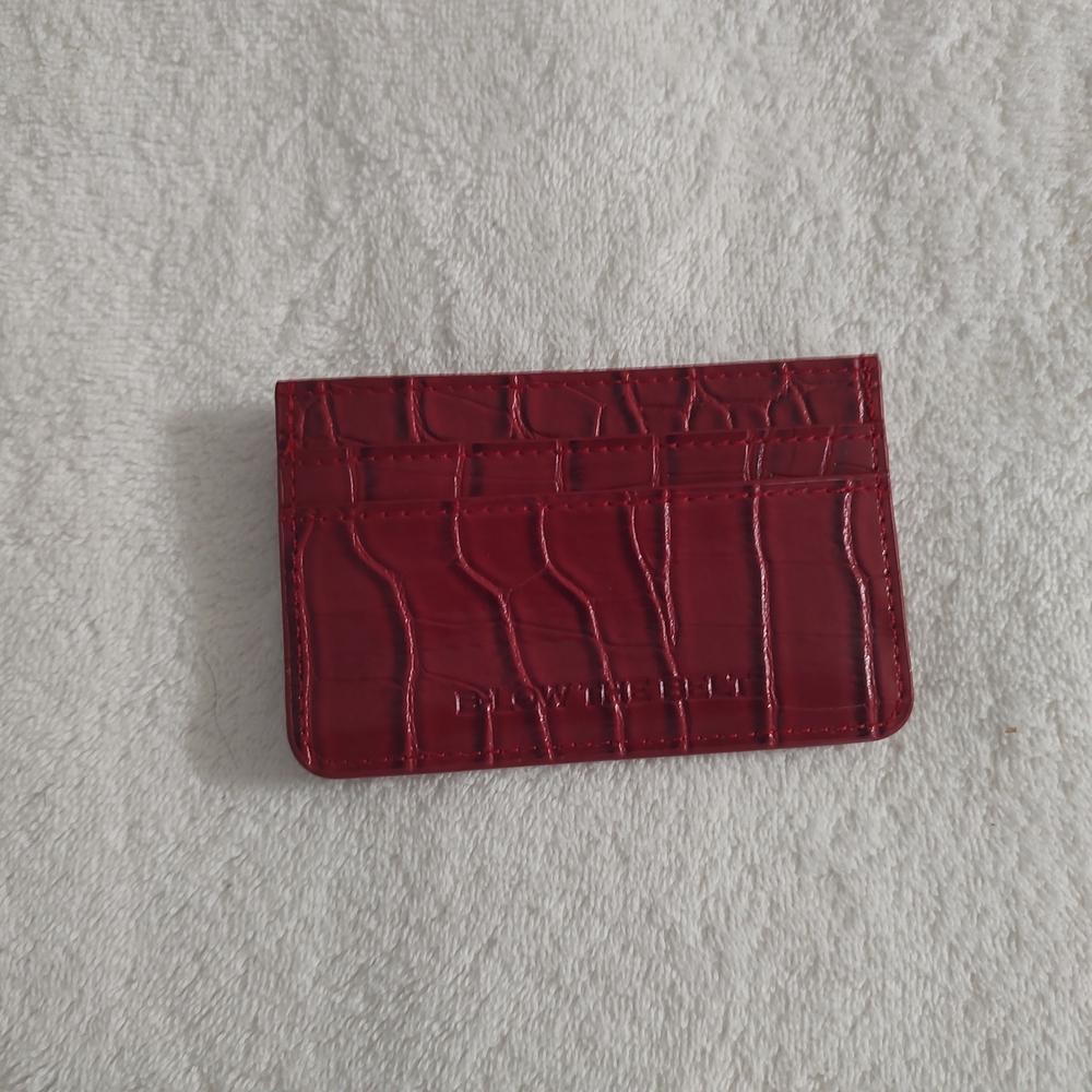 Red Croc-Embossed Card Holder Wallet - Unbranded